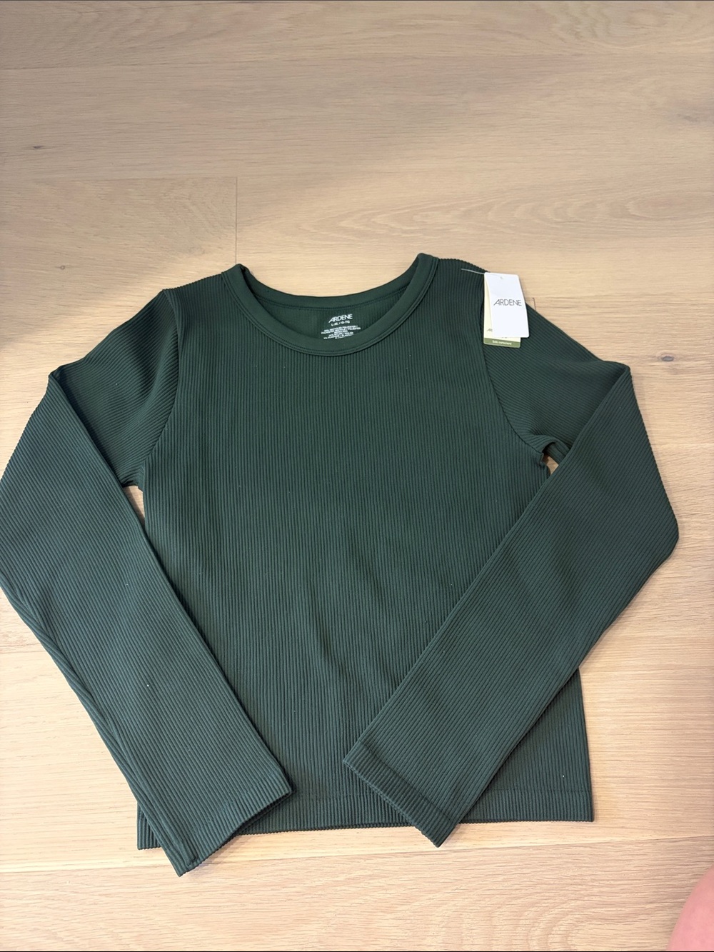 Arden’s Woman’s Ribbed Long Sleeve Crop Sweater - Dark Green